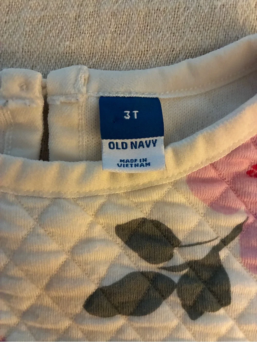Old Navy Fall Toddler Quilted Cream Pink Cherry Blossom Floral Sweatshirt 3T EUC